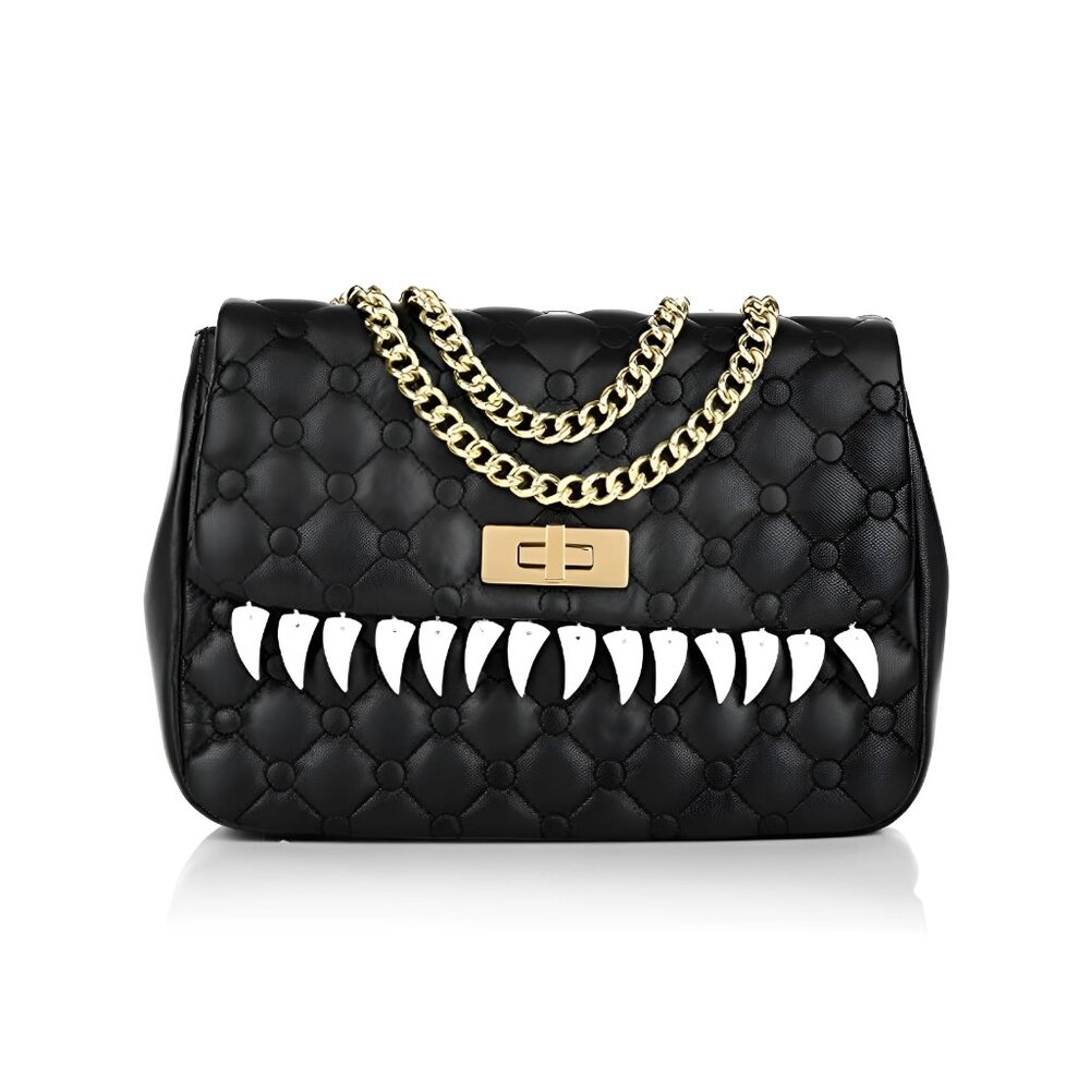 Moschino Cheap & Chic Shoulder Bag Gold Black Turnlock Leather Handbag Purse NEW